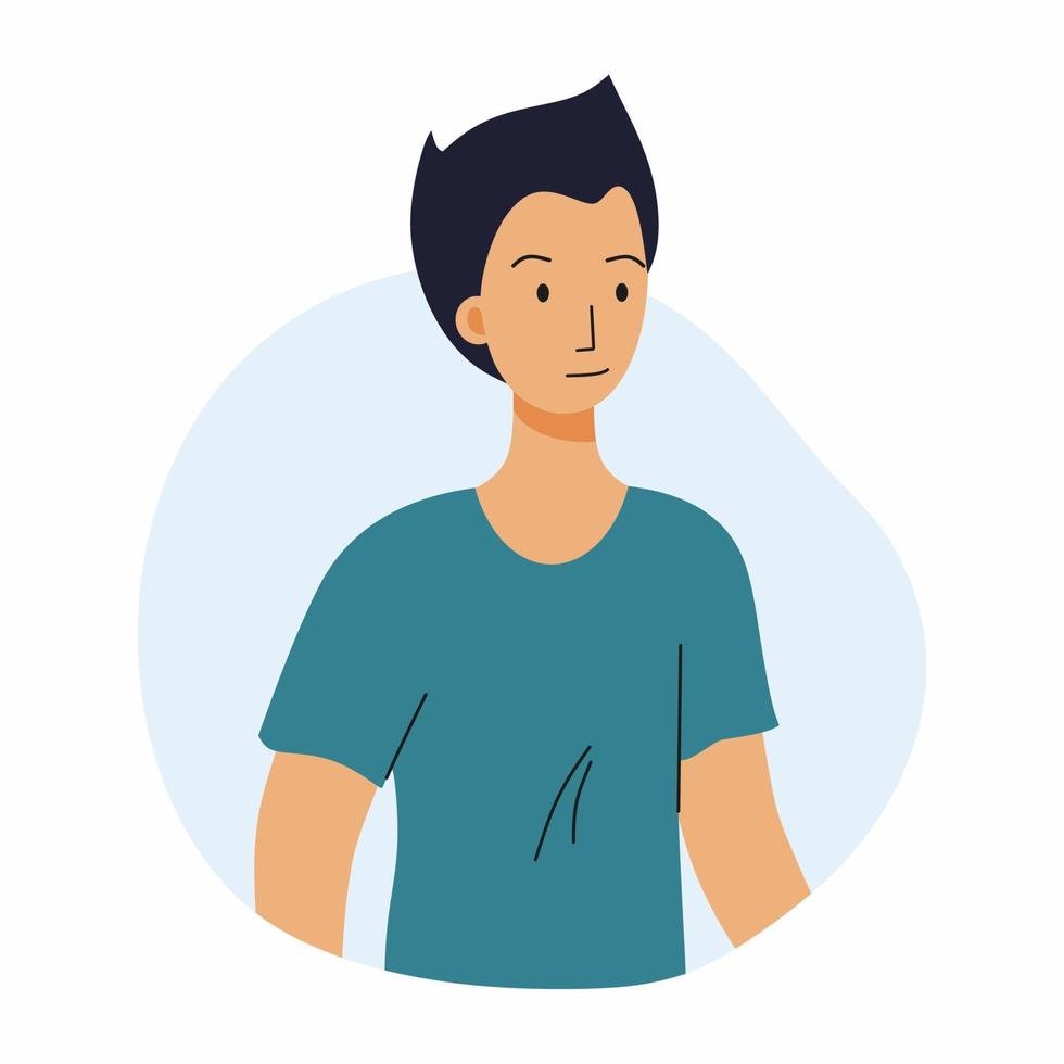 een rustige man in t-shirt. avatar voor sociaal netwerk. flegmatisch type temperament. vector