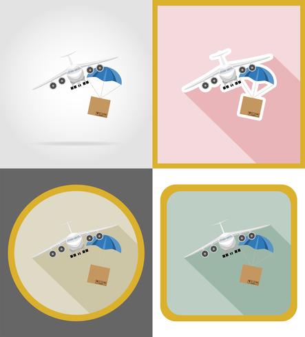 vliegtuig levering plat pictogrammen vector illustratie