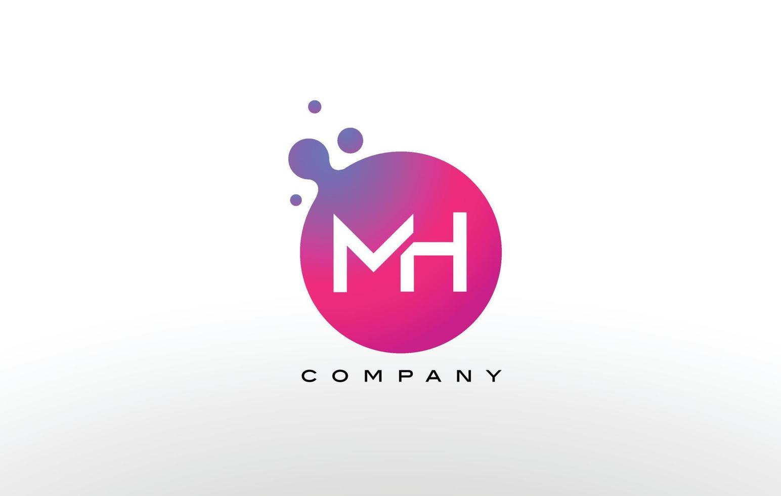 mh letter dots logo-ontwerp met creatieve trendy bubbels. vector