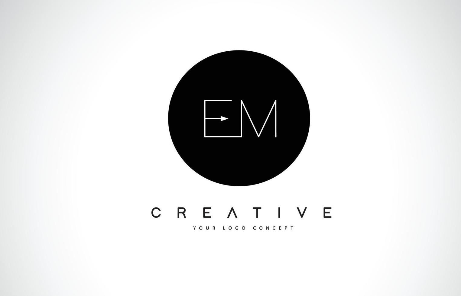 em em logo-ontwerp met zwart-wit creatieve tekst brief vector. vector