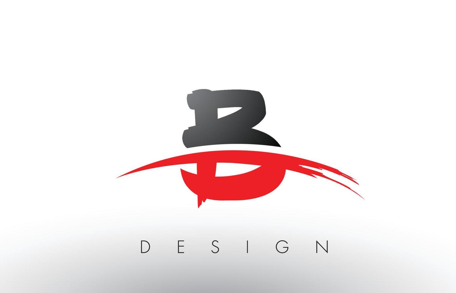 b brush logo letters met rode en zwarte swoosh brush voorkant vector