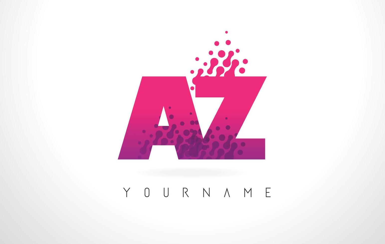 az az letter logo met roze paarse kleur en deeltjes stippen ontwerp. vector