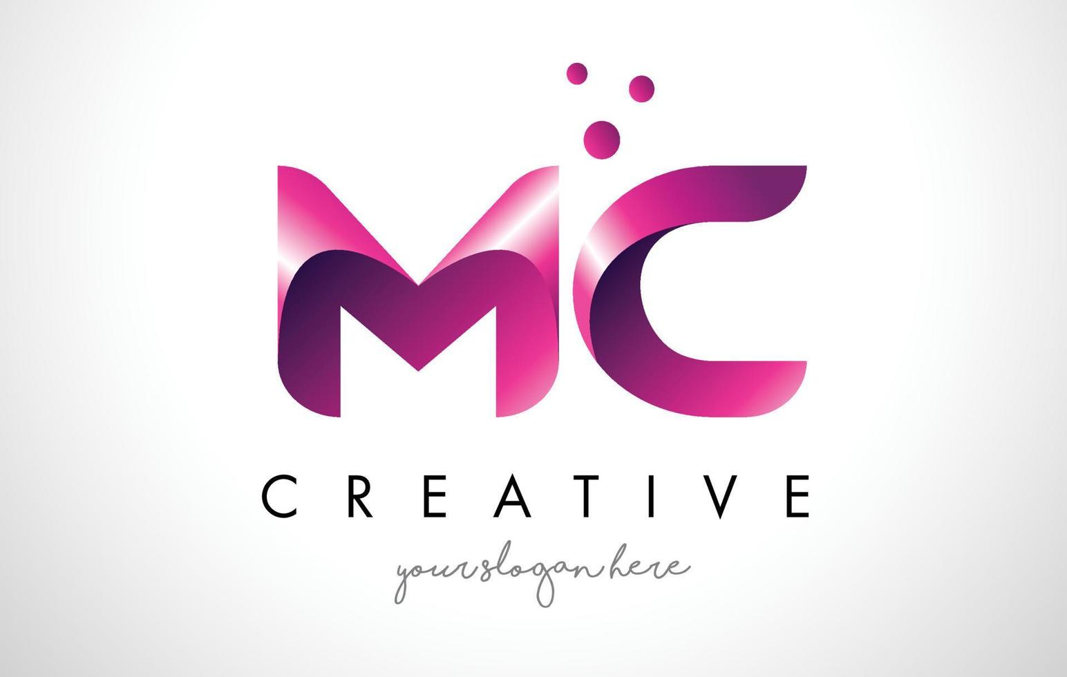 mc letter logo-ontwerp met paarse kleuren en stippen vector