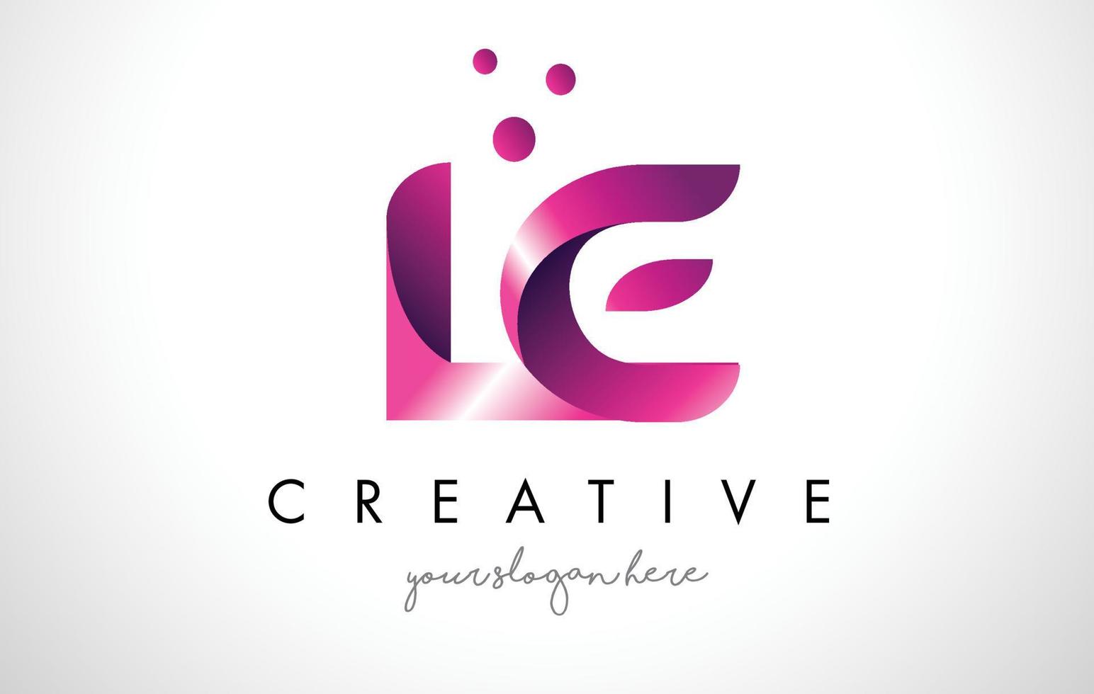 le letter logo-ontwerp met paarse kleuren en stippen vector