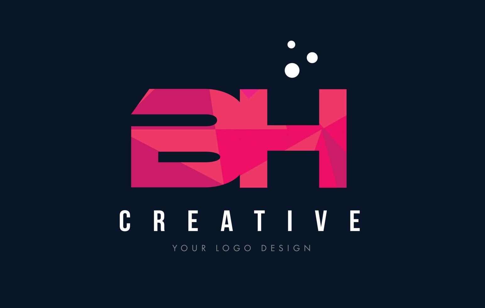 bh bh letter logo met paars laag poly roze driehoekjes concept vector