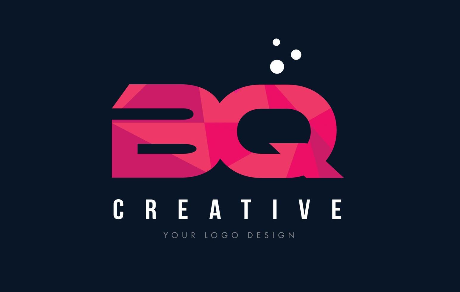 bq bq letter logo met paars laag poly roze driehoekjes concept vector