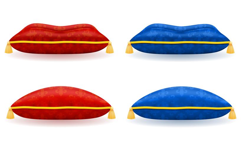 rood blauw satijn kussen met gouden touw en leeswijzers vector illustratie