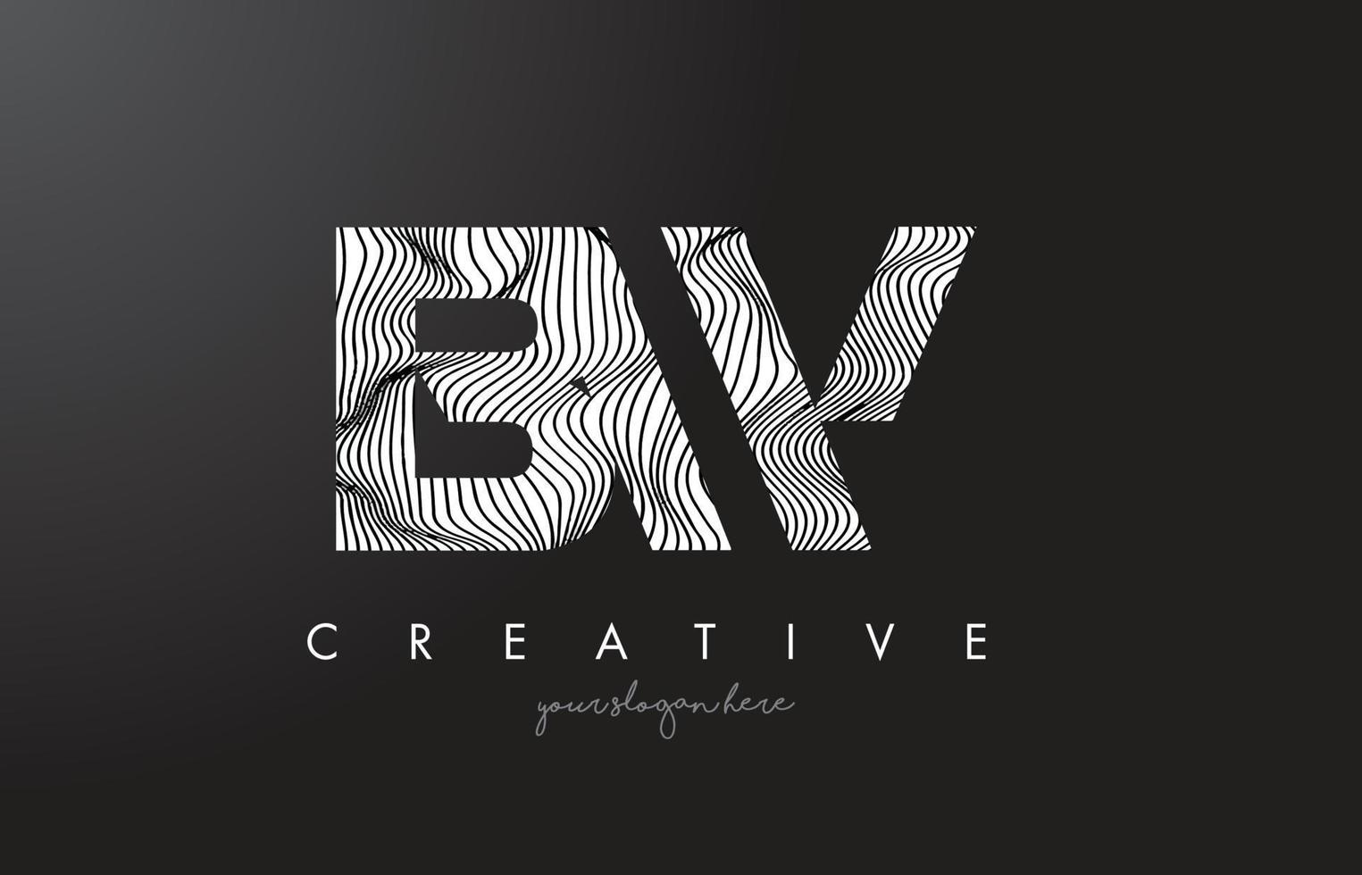 bw bw brief logo met zebra lijnen textuur ontwerp vector. vector