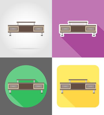 tv-tafel meubels instellen plat pictogrammen vector illustratie