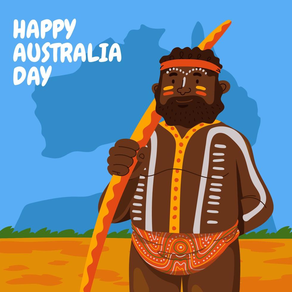 aboriginal man op australië dag vector