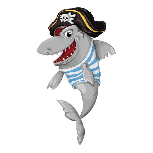 Shark Pirate op een witte achtergrond vector