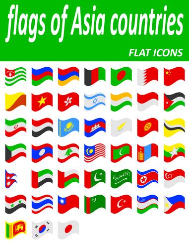 vlaggen van Azië landen vlakke pictogrammen vector illustratie