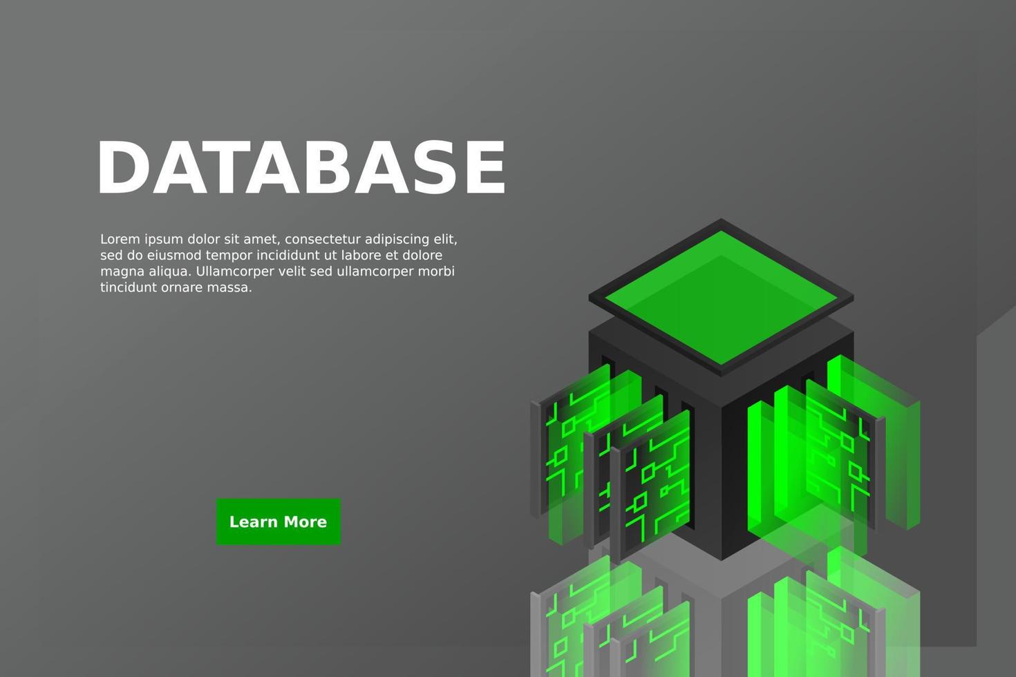 datacenter isometrisch pictogram, database- en cloudgegevensopslagconcept, pcb-slot, serverruimte vector