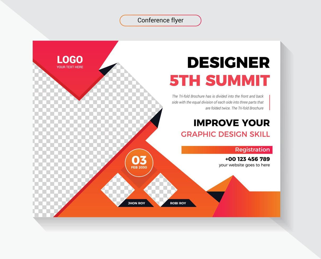 abstracte kleurrijke conferentie horizontale flyer ontwerpsjabloon vector
