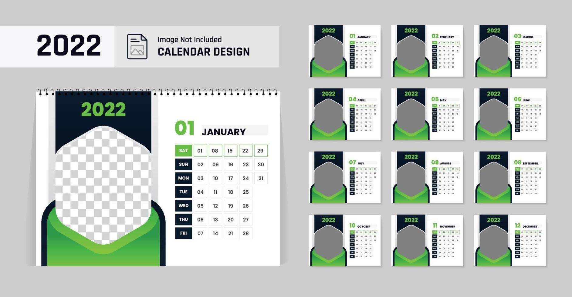 kleurrijke nieuwe jaar bureau kalender ontwerpsjabloon. modern en creatief lay-outthema vector