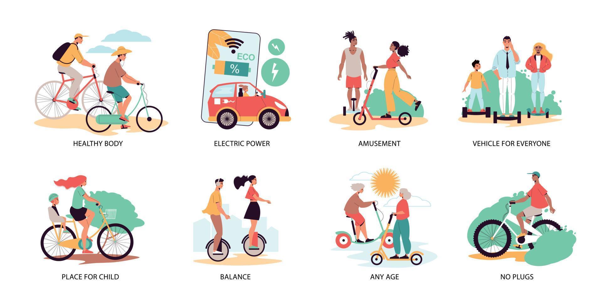 eco transport composities set vector