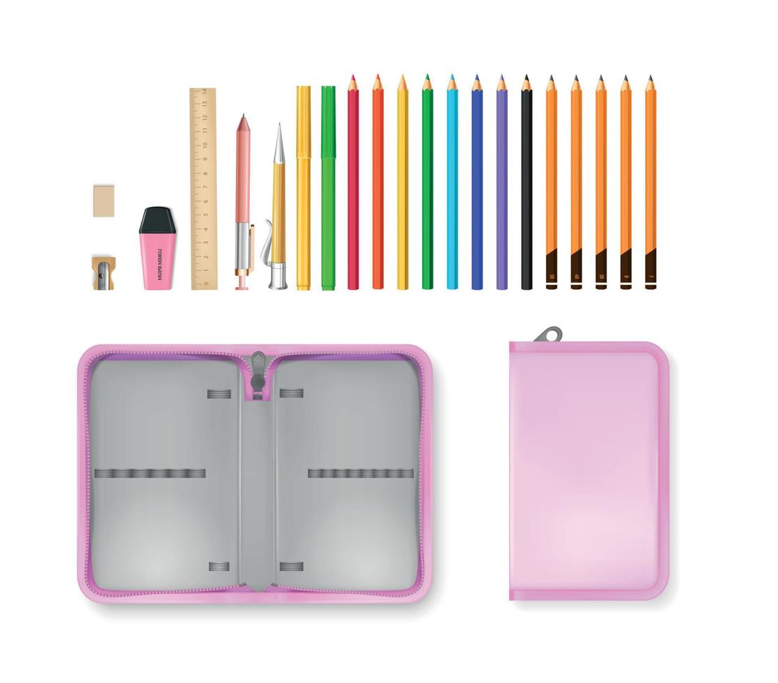 realistische schoolaccessoires vector