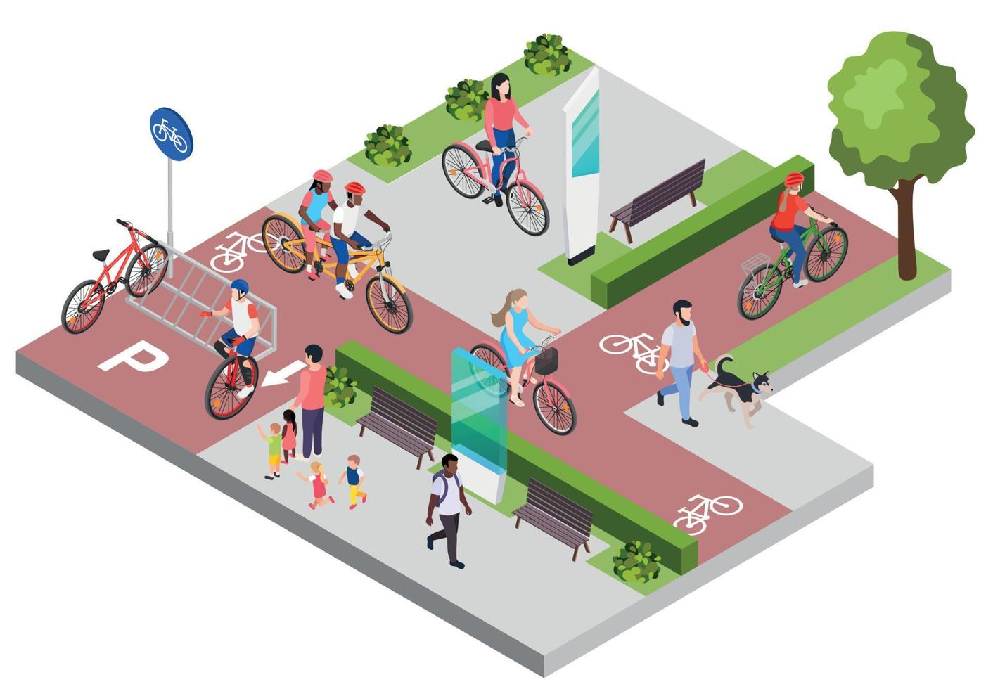 isometrische samenstelling voor stadsfietsen vector