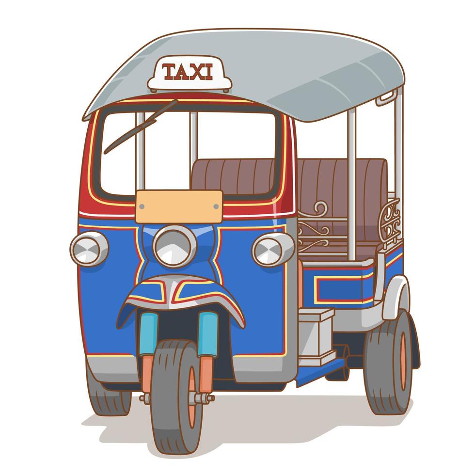 vectorillustratie van tuk tuk in thailand. vector