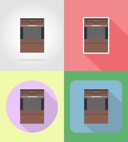 kachel huishoudelijke apparaten voor keuken plat pictogrammen vector illustratie