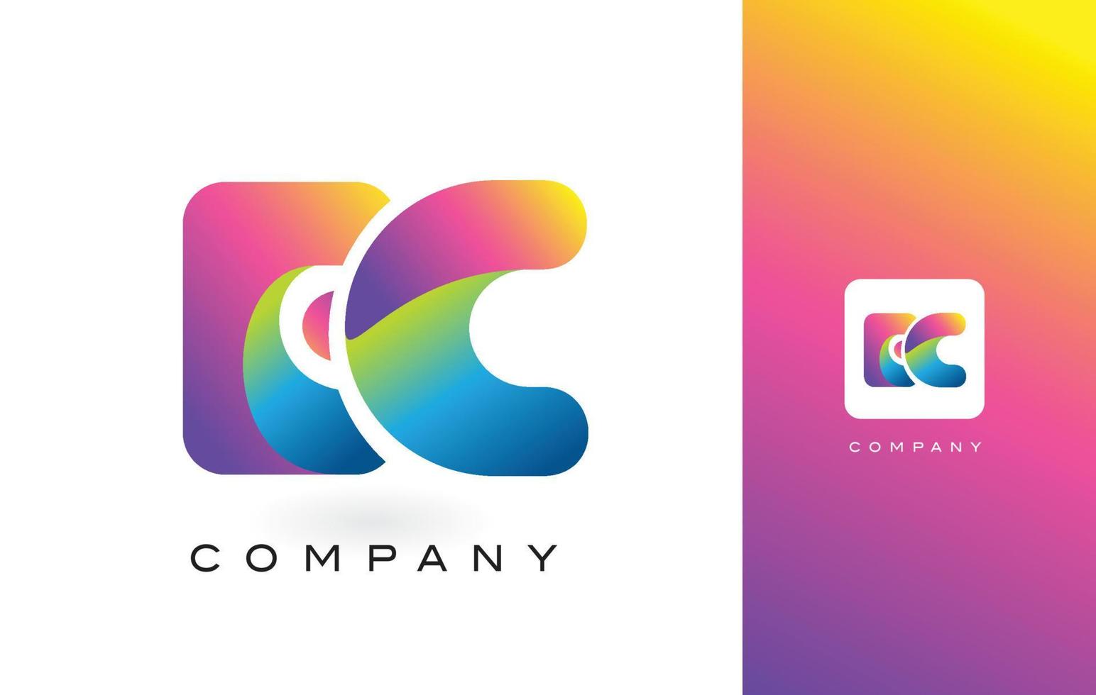 ec logo brief met regenboog levendige mooie kleuren. kleurrijke trendy paarse en magenta letters vector. vector
