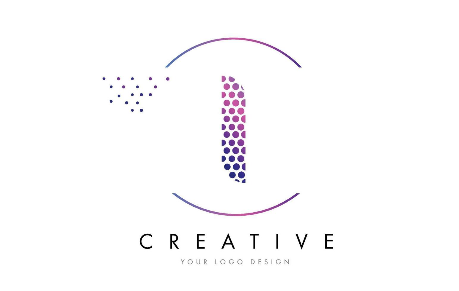 ik roze magenta gestippelde zeepbel brief logo ontwerp vector