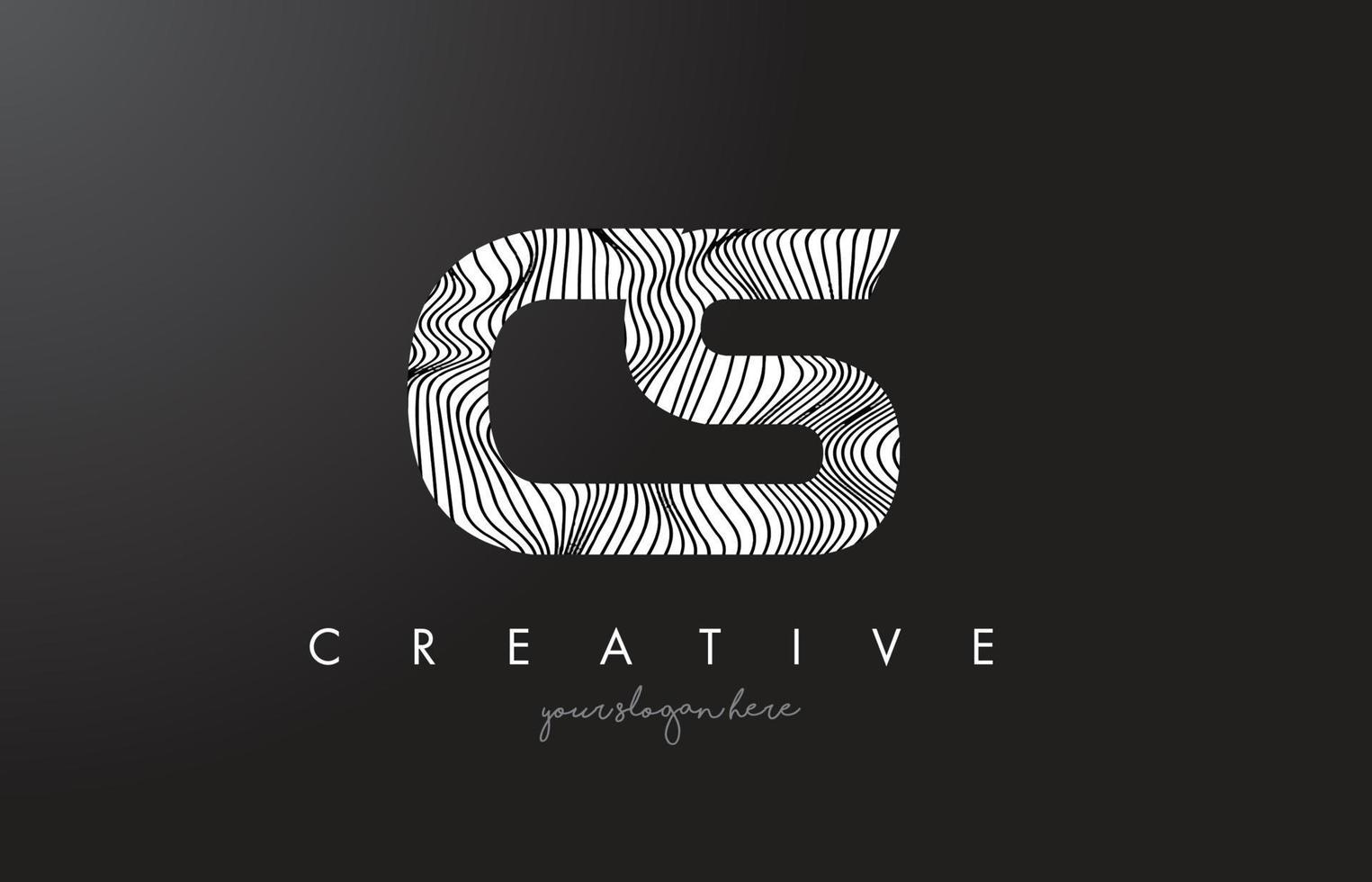 cs cs brief logo met zebra lijnen textuur ontwerp vector. vector