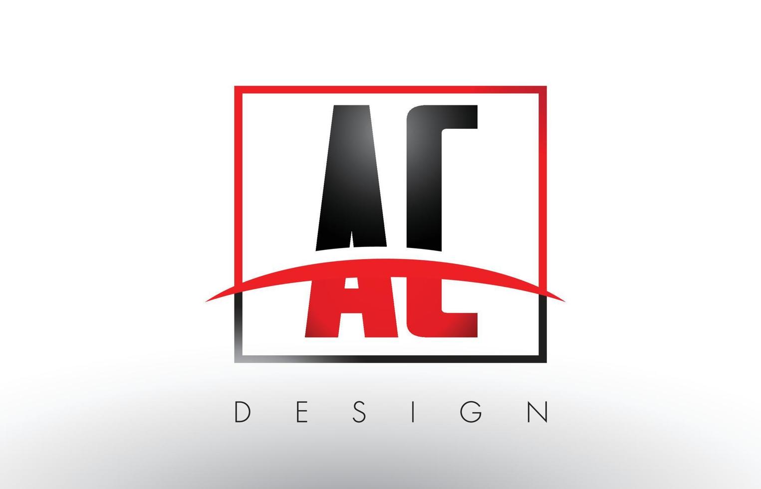 ac ac logo letters met rode en zwarte kleuren en swoosh. vector