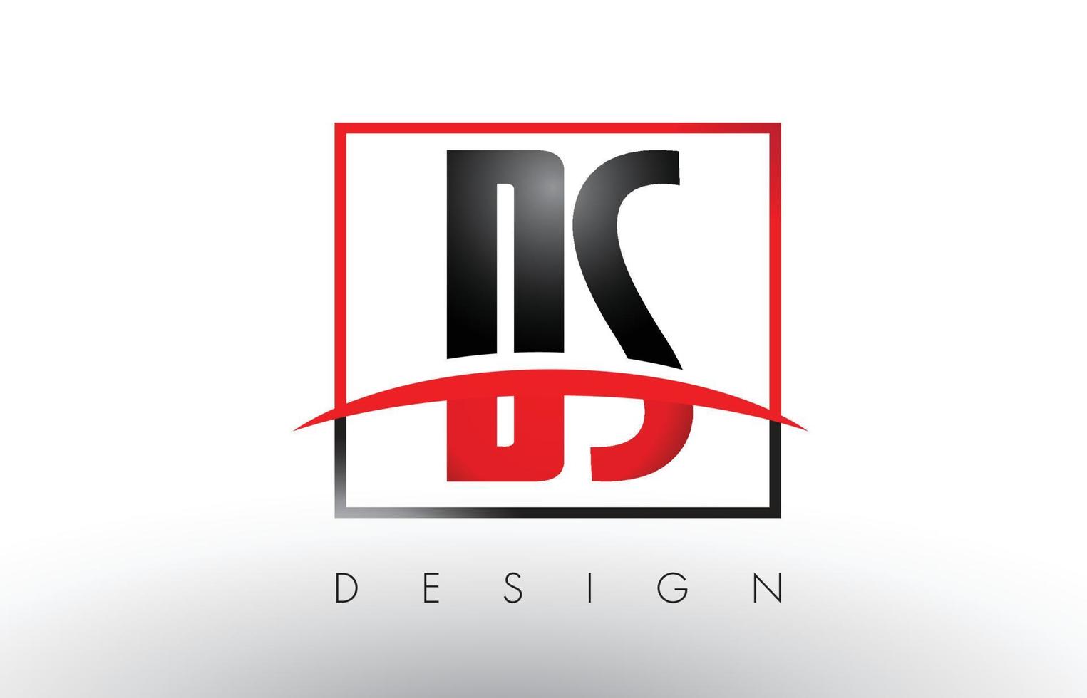 ds ds-logo letters met rode en zwarte kleuren en swoosh. vector