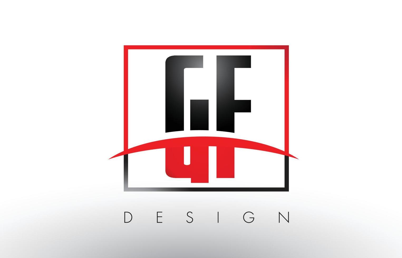 gf gf-logo letters met rode en zwarte kleuren en swoosh. vector