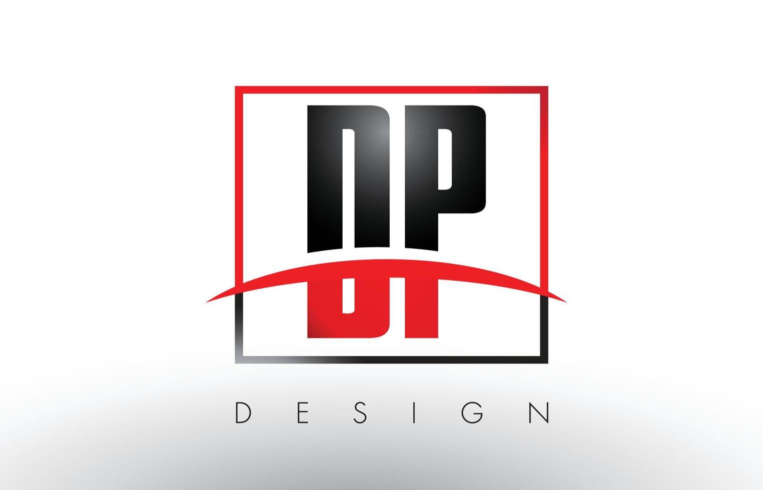 dp dp-logo letters met rode en zwarte kleuren en swoosh. vector