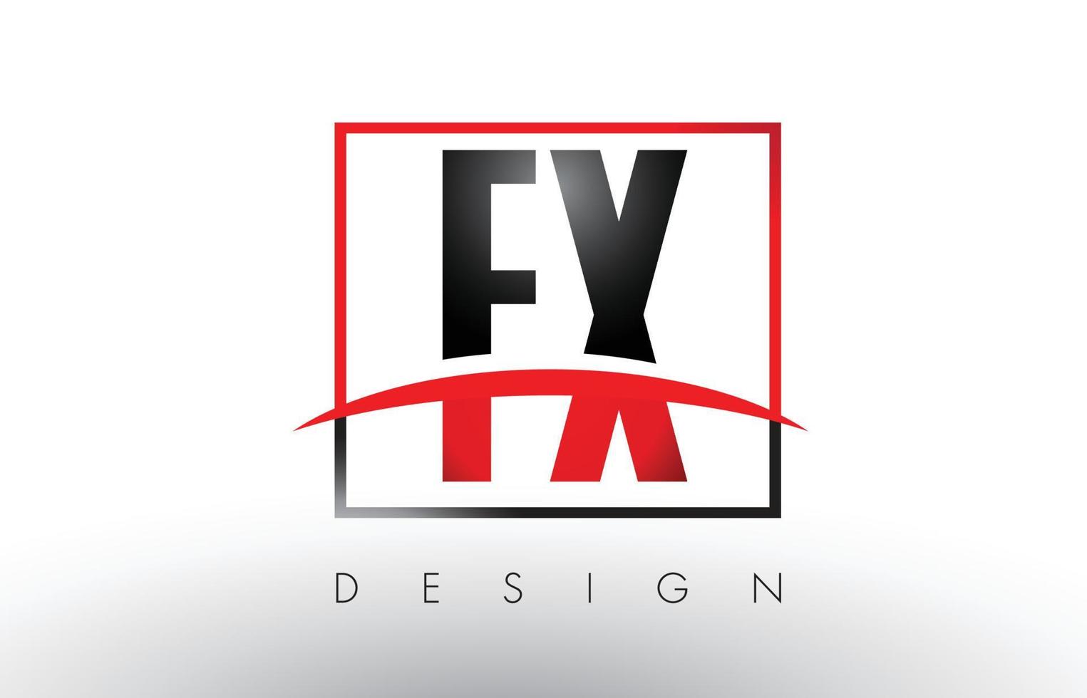 fx fx-logo letters met rode en zwarte kleuren en swoosh. vector