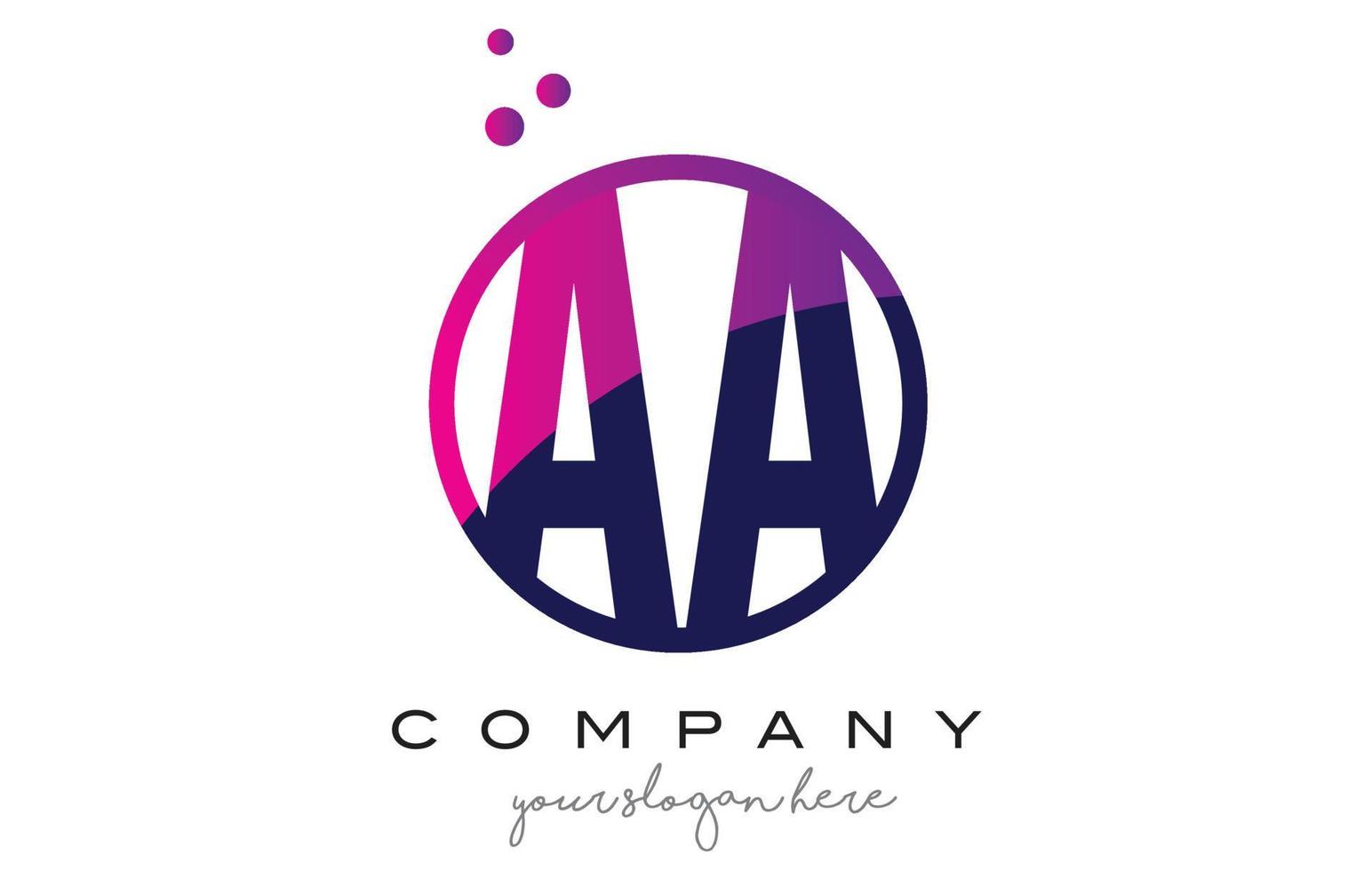 aa een cirkel letter logo-ontwerp met paarse stippen bubbels vector