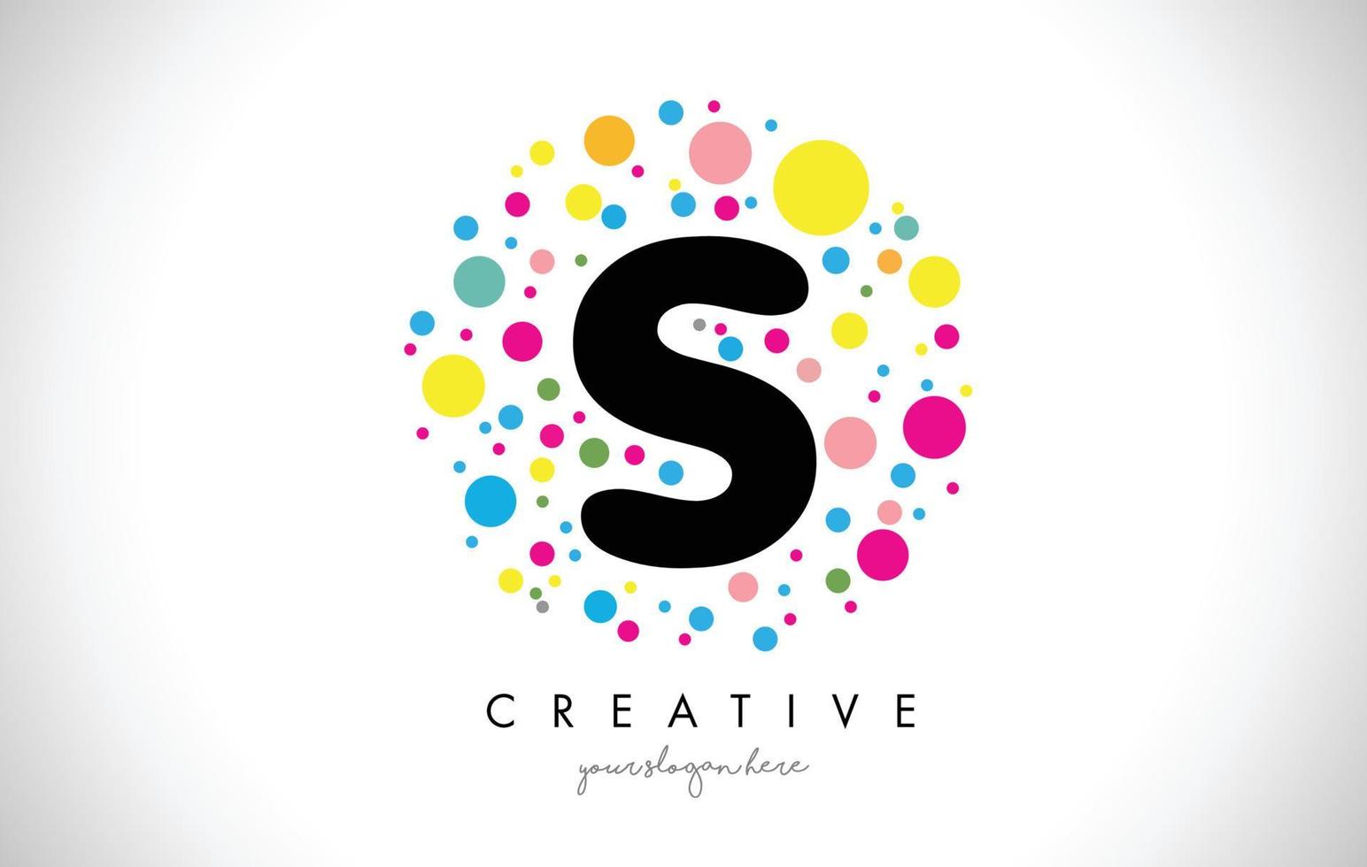 s bubble dots letter logo-ontwerp met creatieve kleurrijke bubbels. vector