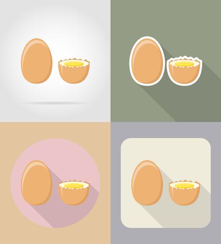 eieren eten en objecten plat pictogrammen vector illustratie