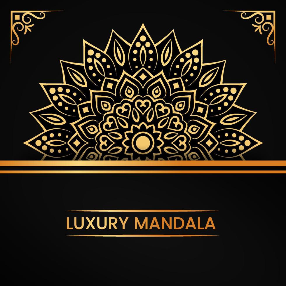 luxe mandala achtergrond met gouden arabesk patroon, decoratieve mandala ontwerp Arabische islamitische Oost-stijl, mandala voor banner, dekking, poster, brochure, flyer, trouwkaart, yoga vector