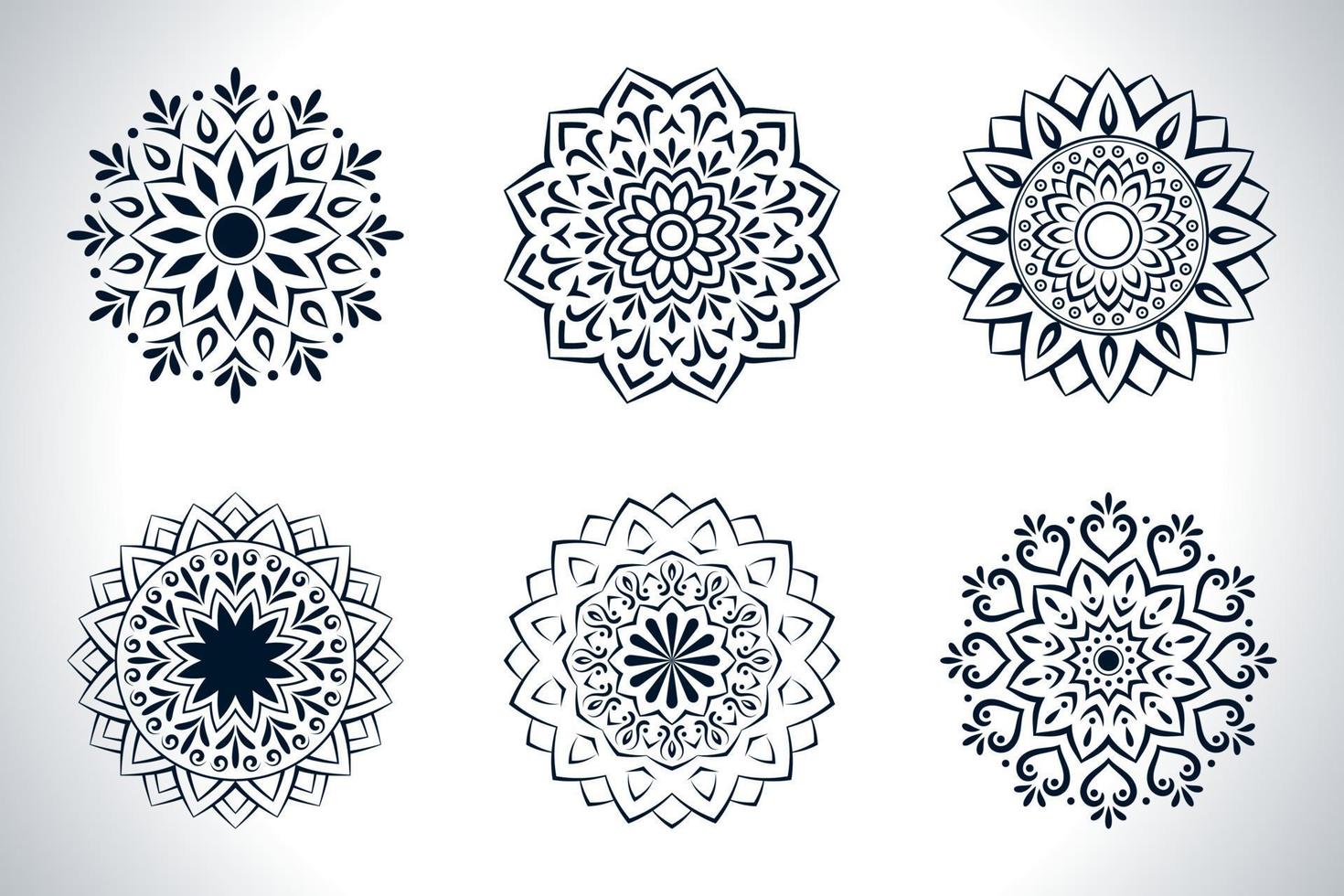 set van eenvoudige mandala embleem met bloemmotief, oosters patroon, vectorillustratie. islam, arabisch, indisch, turks, chinees, ottomaans vector