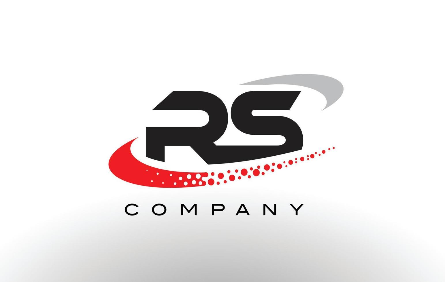 rs modern letterlogo-ontwerp met rode gestippelde swoosh vector