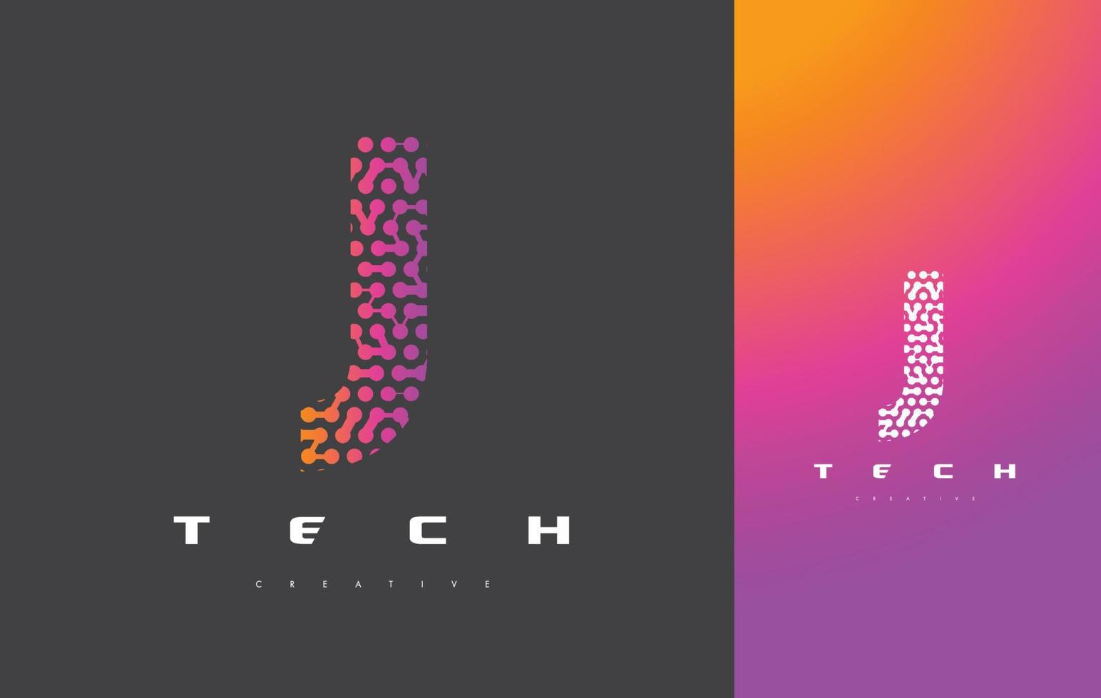 j letter logo-technologie. verbonden stippen brief ontwerp vector. vector