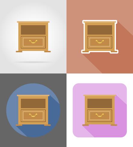 nachtkastje meubels instellen plat pictogrammen vector illustratie