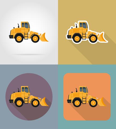 bulldozer voor wegwerkzaamheden plat pictogrammen vector illustratie