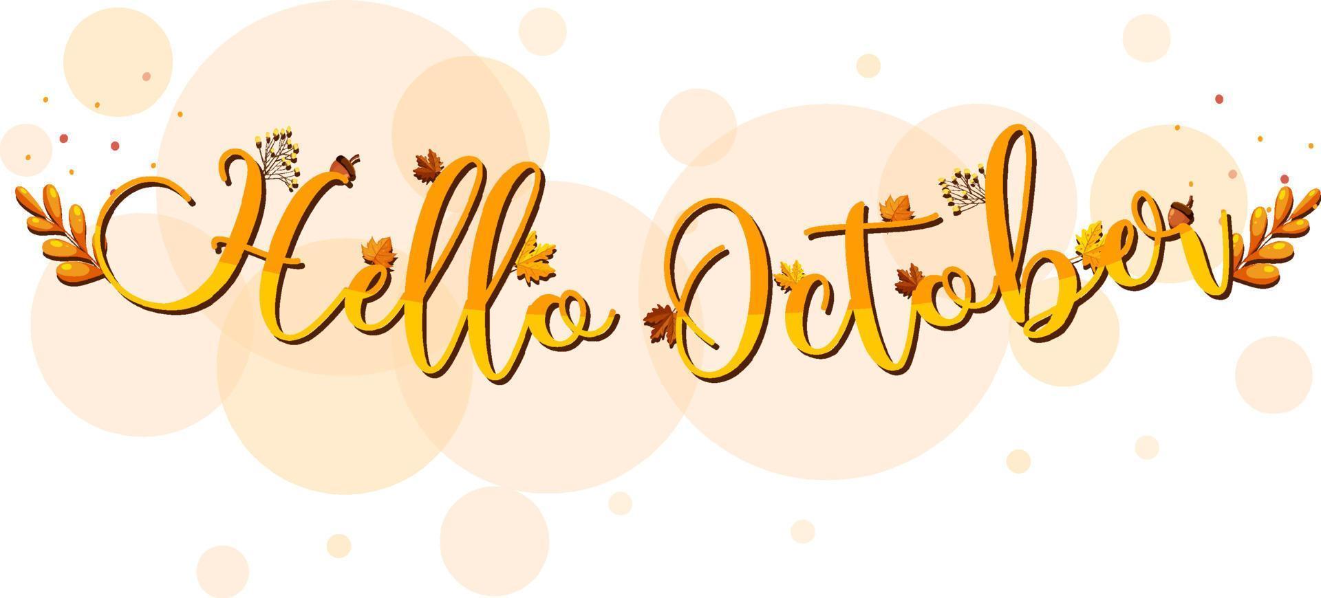 hallo oktober-logo met decoratief herfstblad vector