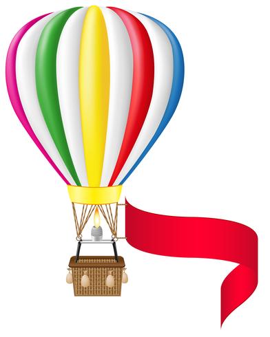 hete luchtballon en lege banner vectorillustratie vector