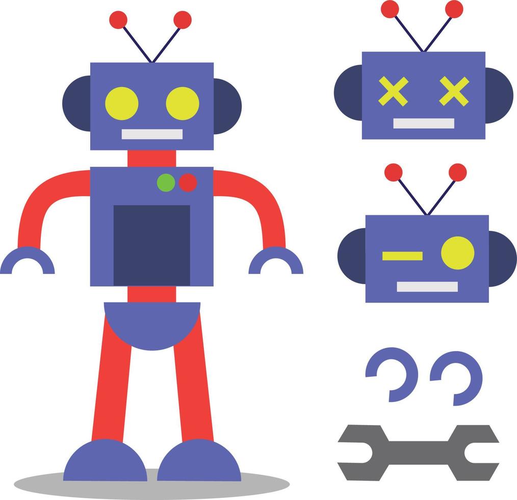 gratis bewerkbare robot lichaam schattig vector illustratie plat ontwerp perfect voor kinderen boeken omslag matriaal