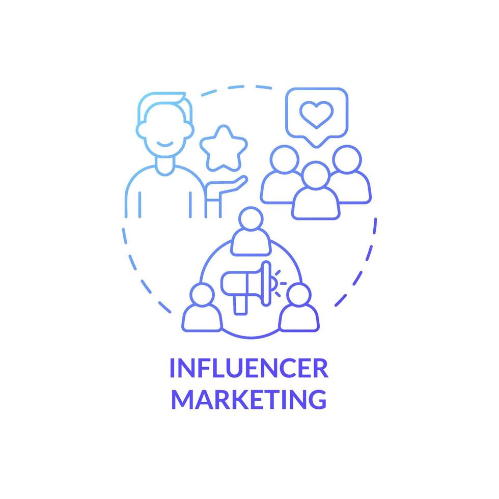 influencer marketing promo concept icoon. blogger-advertenties die succes bieden voor kleine bedrijven. kleine bedrijven abstracte idee dunne lijn illustratie. vector geïsoleerde omtrek kleur tekening