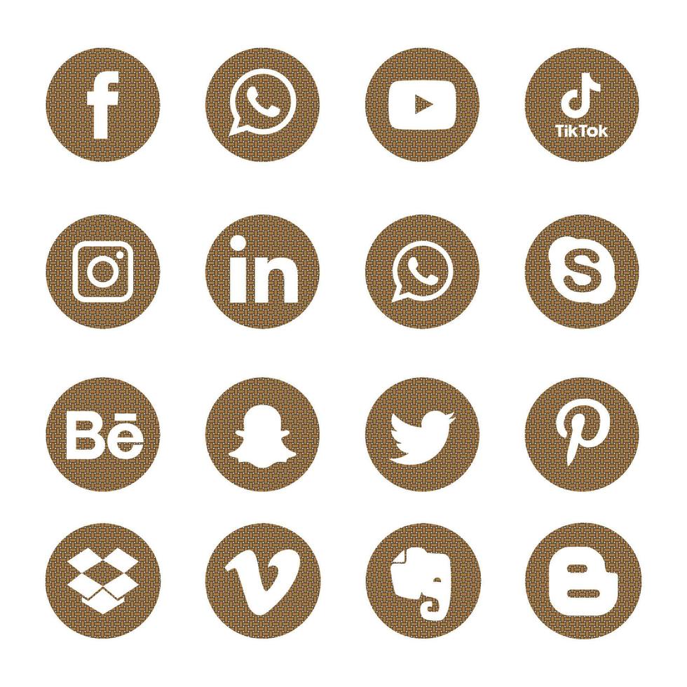 sociale media plat pictogrammen set gelinkt in, pinterest, groep, drop box, olifant, veemo bechance. delen, zoals, vectorillustratie twitter, youtube, whatsapp, snapchat, facebook, instagram, tiktok, tok vector