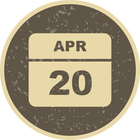 20 april Datum op een eendaagse kalender vector