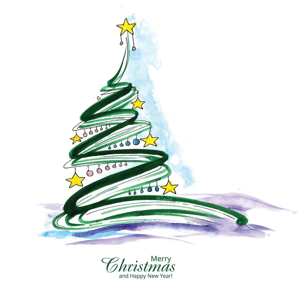 mooie artistieke kerstboom kerstkaart dbackground vector