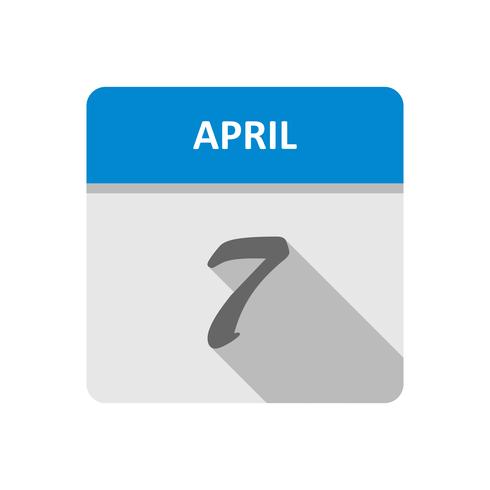 7 april Datum op een eendaagse kalender vector