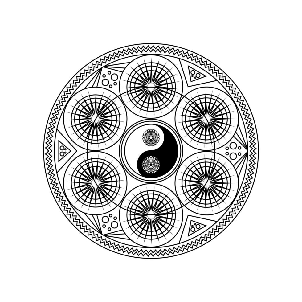 yin yang-symbool in oostelijk geometrisch patroon vector